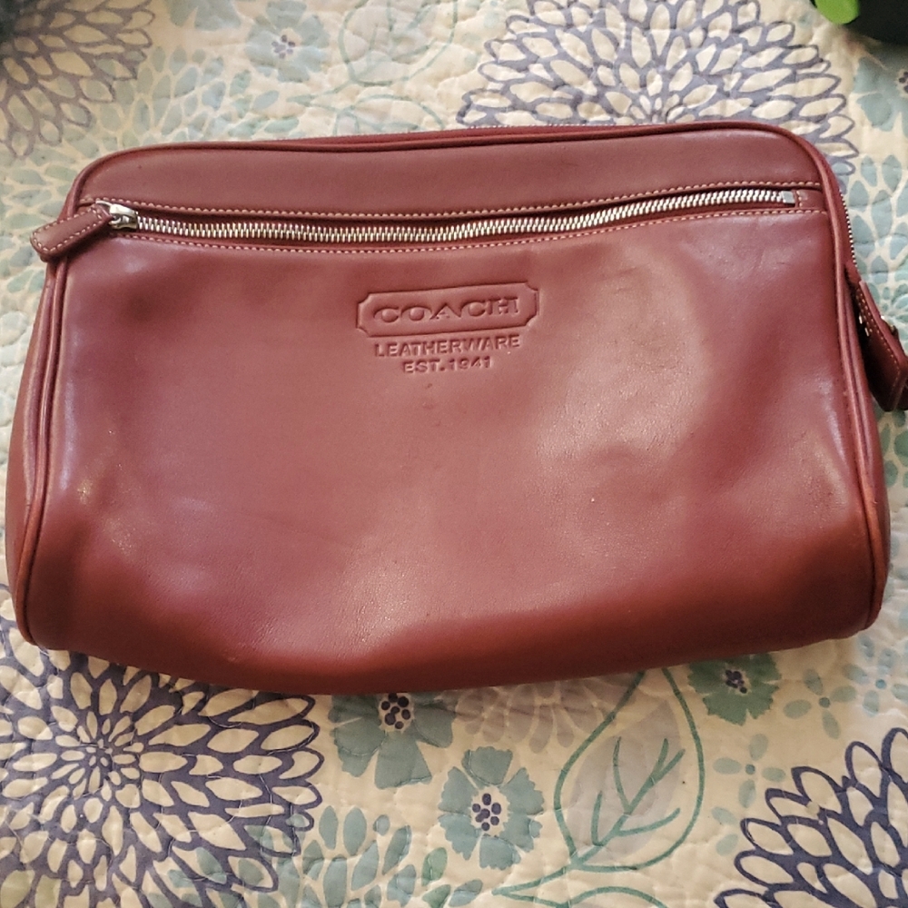 Vintage Coach Red Leather Toiletry Bag